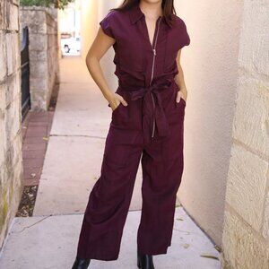 Saint Art Maxine Short Sleeve Cargo Jumpsuit Fig